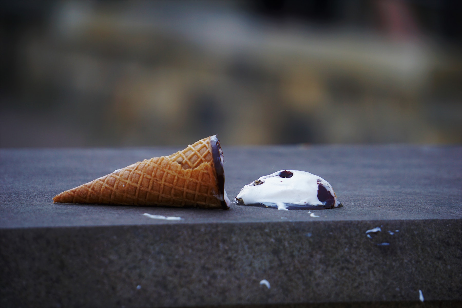 Ice cream cone on the floor